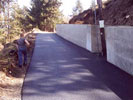 Driveway with concrete retaining wall